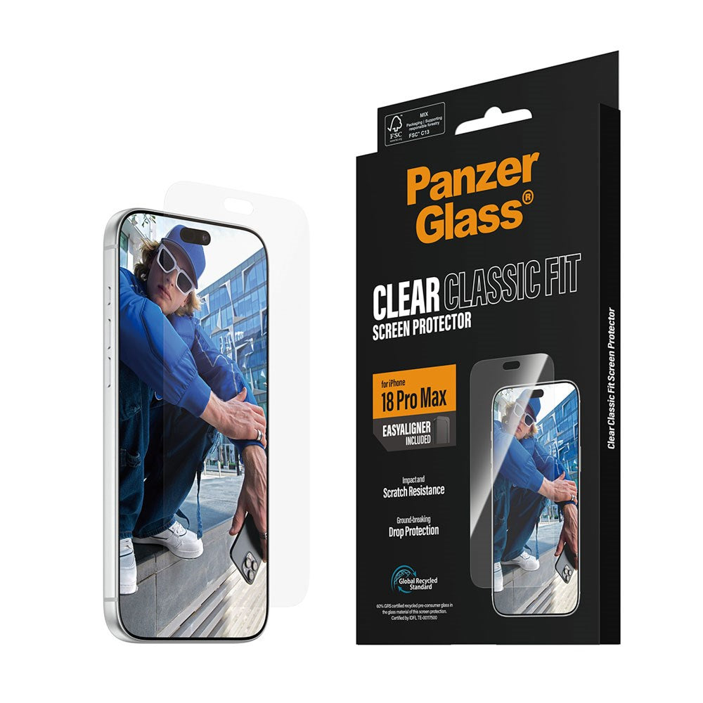 iPhone 18 Pro Max PanzerGlass Screen Protector Classic Fit with EasyAligner - Transparent