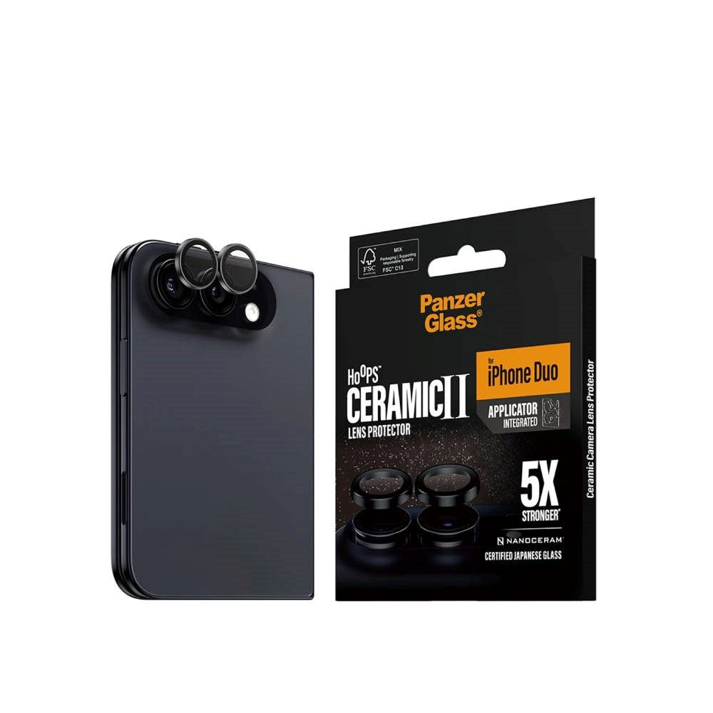 iPhone Duo PanzerGlass Ceramic Hoops Camera Lens Protection with Installation Frame - Black