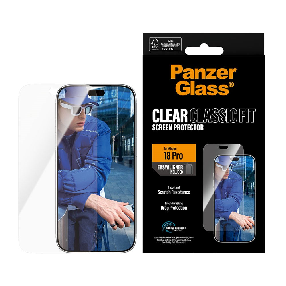 iPhone 18 Pro PanzerGlass Screen Protector Classic Fit with EasyAligner - Transparent