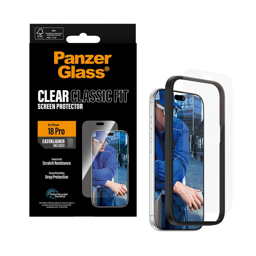 iPhone 18 Pro PanzerGlass Screen Protector Classic Fit with EasyAligner - Transparent