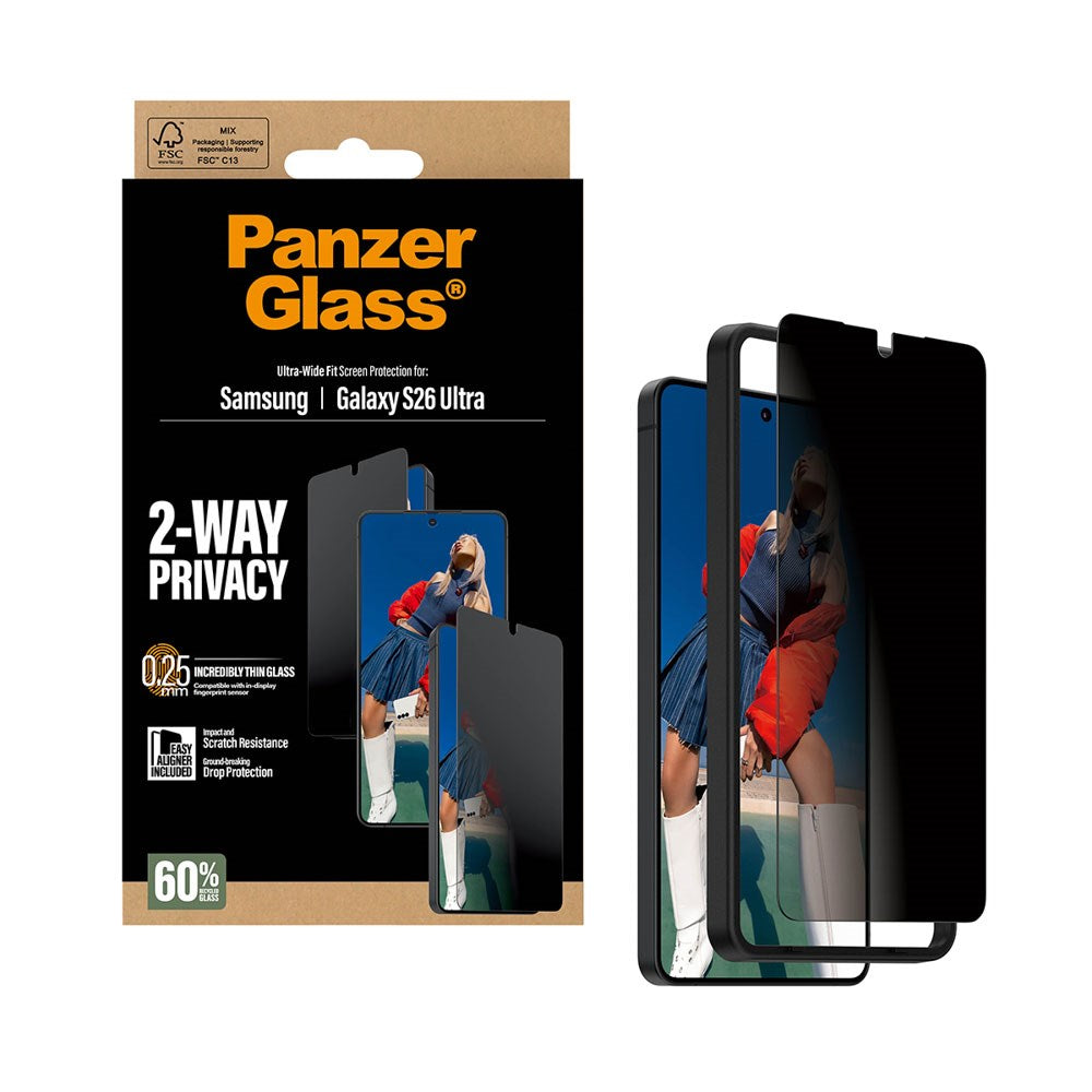 Samsung Galaxy S26 Ultra PanzerGlass 2-Way Privacy Screen Protection with EasyAligner - Transparent