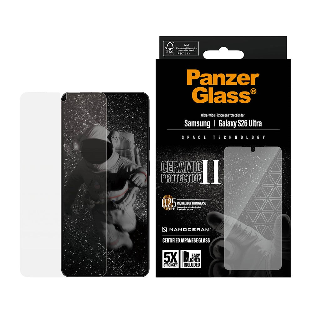 Samsung Galaxy S26 Ultra PanzerGlass Ceramic Screen Protection with EasyAligner - Ultra Wide Fit - Transparent