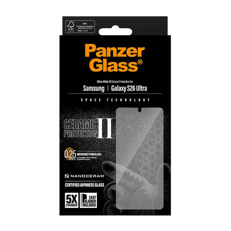 Samsung Galaxy S26 Ultra PanzerGlass Ceramic Screen Protection with EasyAligner - Ultra Wide Fit - Transparent