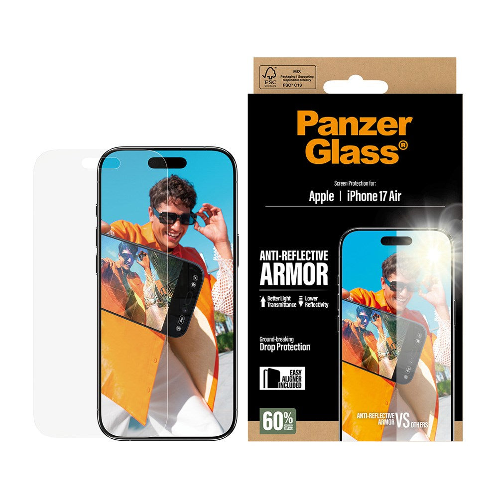 PanzerGlass iPhone Air Ultra Wide Fit Screen Protector with EasyAligner - Anti-Reflective - Transparent