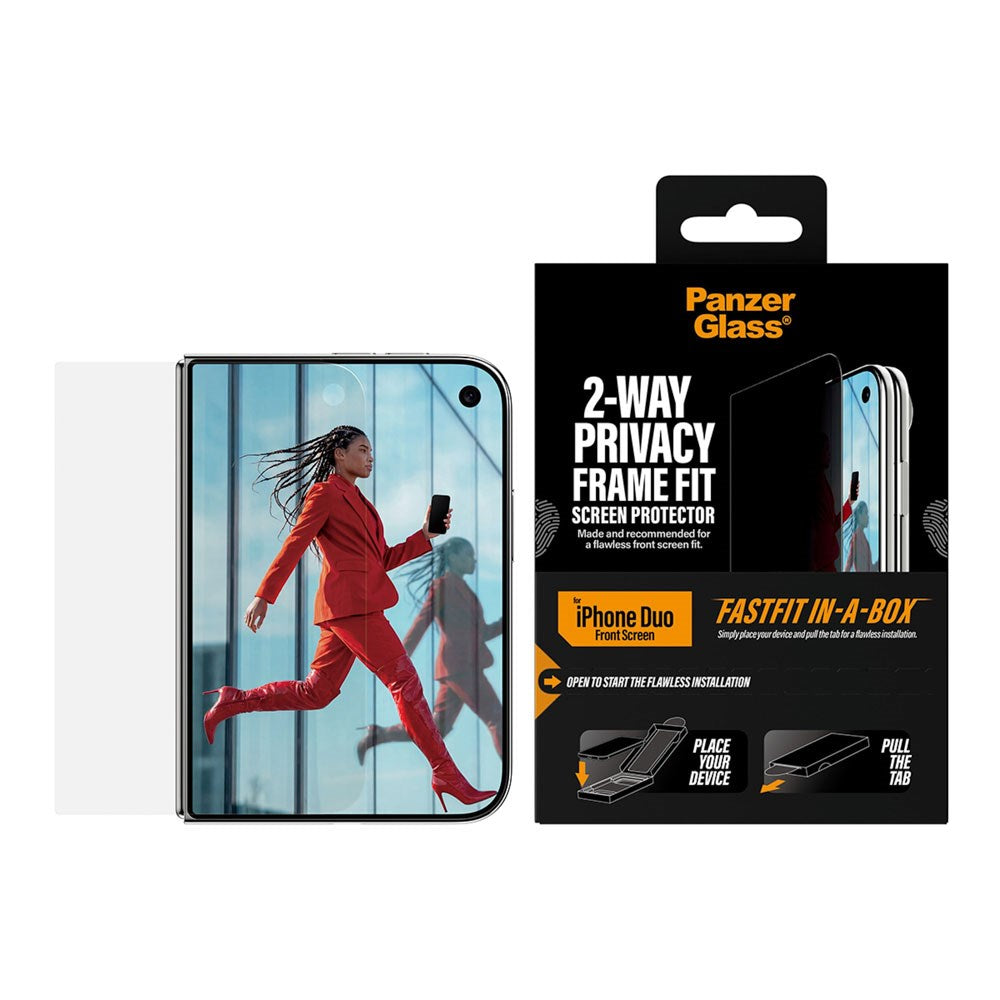 iPhone Duo PanzerGlass Ultra Wide Fit Screen Protector Glass with FastFit In-A-Box - Privacy - Transparent