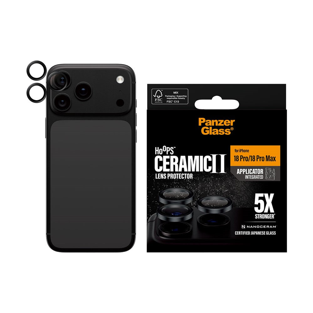 iPhone 18 Pro / Pro Max PanzerGlass Ceramic Hoops Camera Lens Protection with Installation Frame - Black