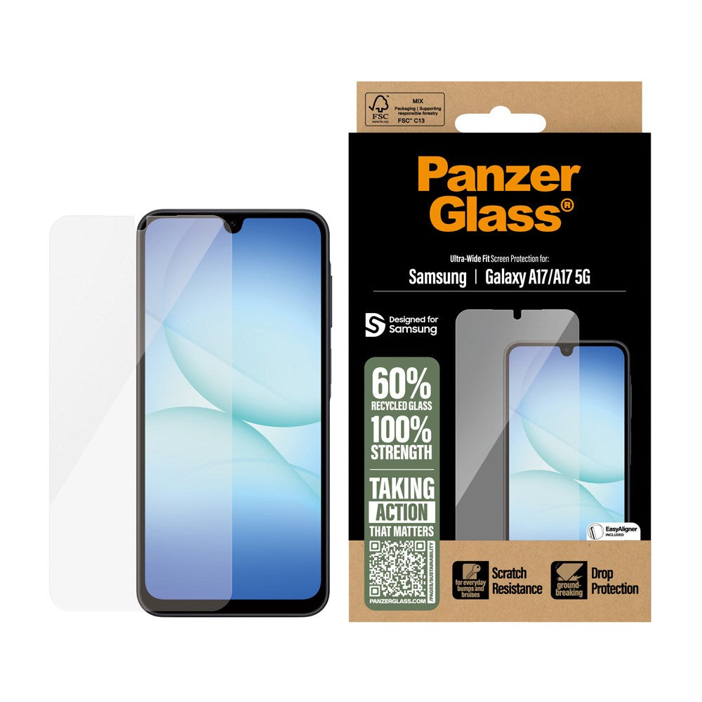 PanzerGlass® Screen Protector - Ultra-Wide Fit for Samsung Galaxy A17 (5G) with EasyAligner - Transparent