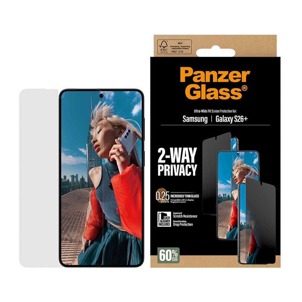 Samsung Galaxy S26+ (Plus) PanzerGlass 2-Way Privacy Screen Protection with EasyAligner - Transparent