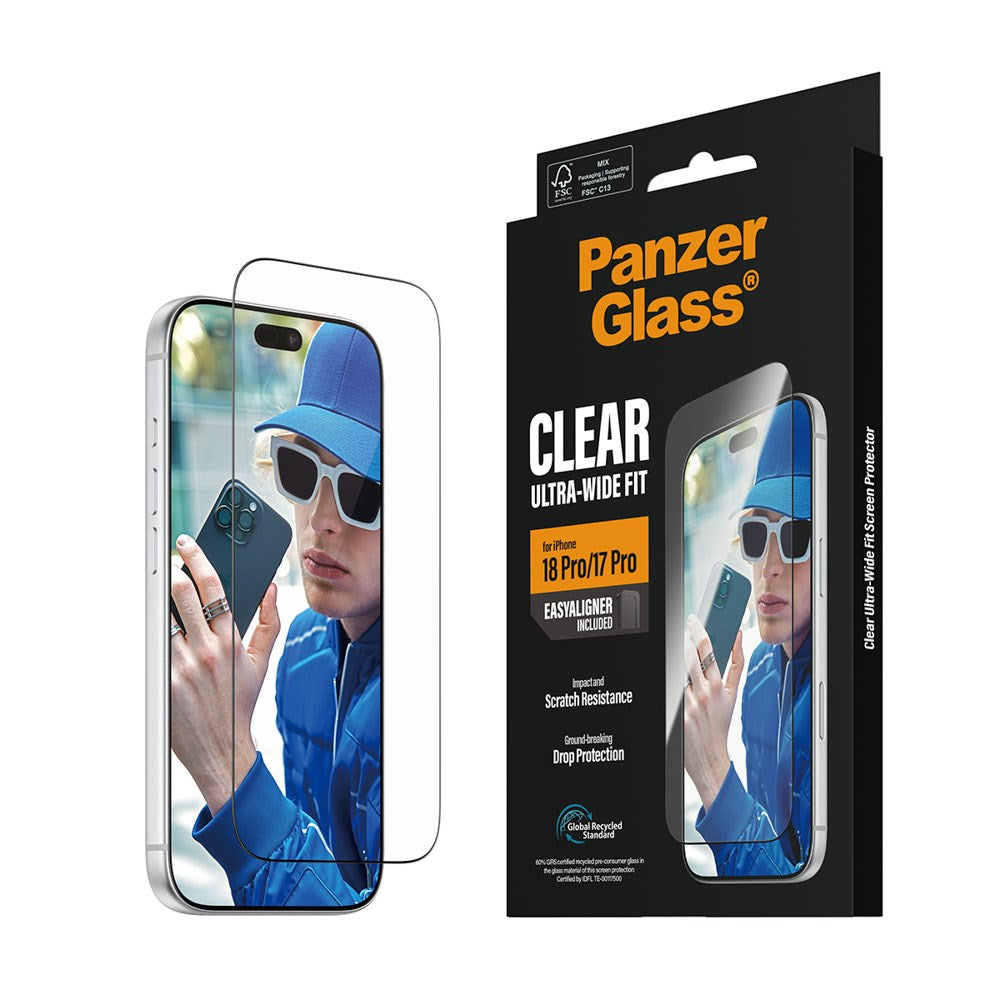 iPhone 18 Pro / 17 Pro PanzerGlass Screen Protector Glass - Ultra Wide Fit with EasyAligner - Transparent