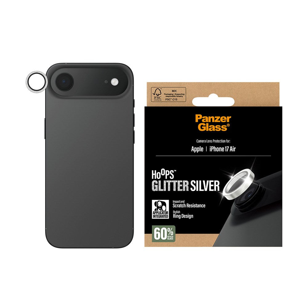PanzerGlass iPhone Air Hoops Camera Lens Protection with Installation Frame - Glitter Silver