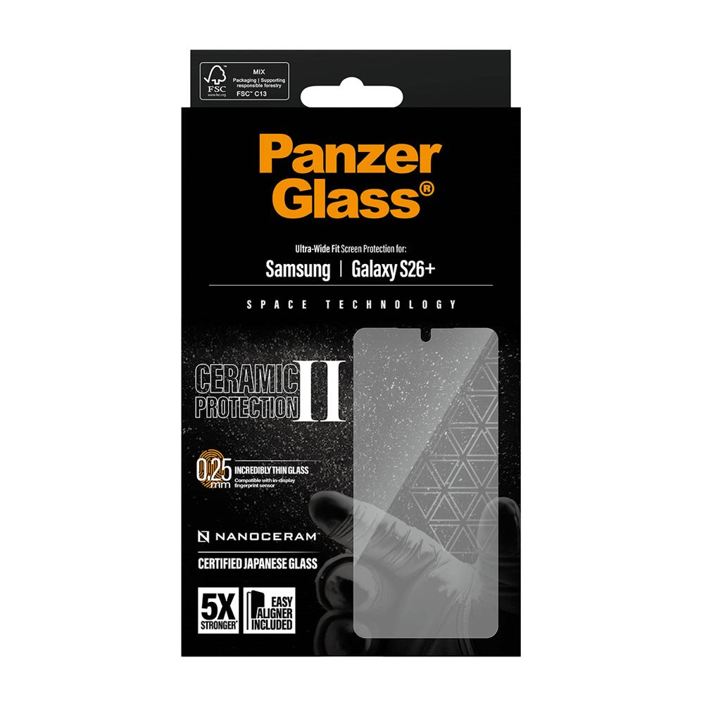 Samsung Galaxy S26+ (Plus) PanzerGlass Ceramic Screen Protection with EasyAligner - Ultra Wide Fit - Transparent