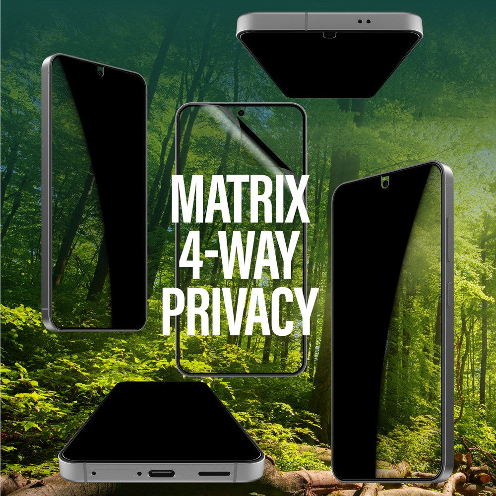 Samsung Galaxy S25 PanzerGlass Eco Matrix 4-Way Privacy Screen Protector Ultra Wide Fit - Aligner Kit - Platinum Strength - Transparent