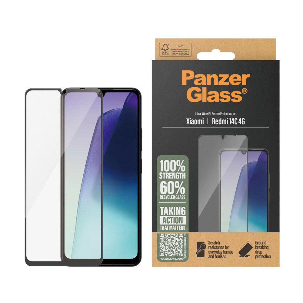 Xiaomi Redmi 14C PanzerGlass Ultra-Wide Fit Screen Protector - Transparent / Black Edge