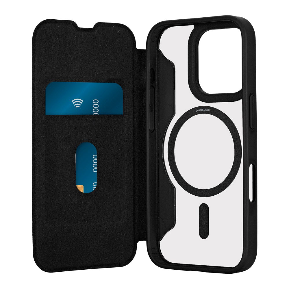 iPhone 16 Pro - Puro Booklet Flip Case - MagSafe Compatible - Black