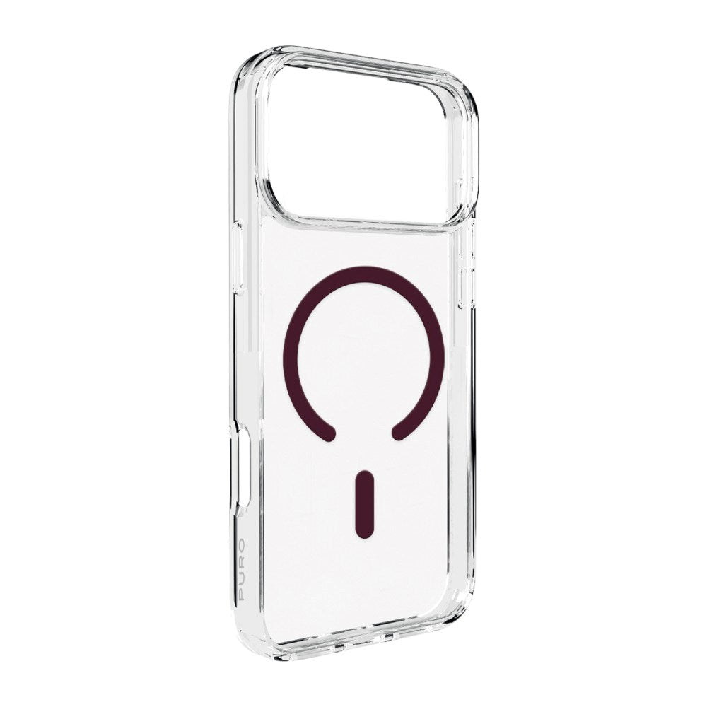 iPhone 18 Pro PURO LITE MAG Hybrid Case - MagSafe Compatible - Transparent / Bordeaux
