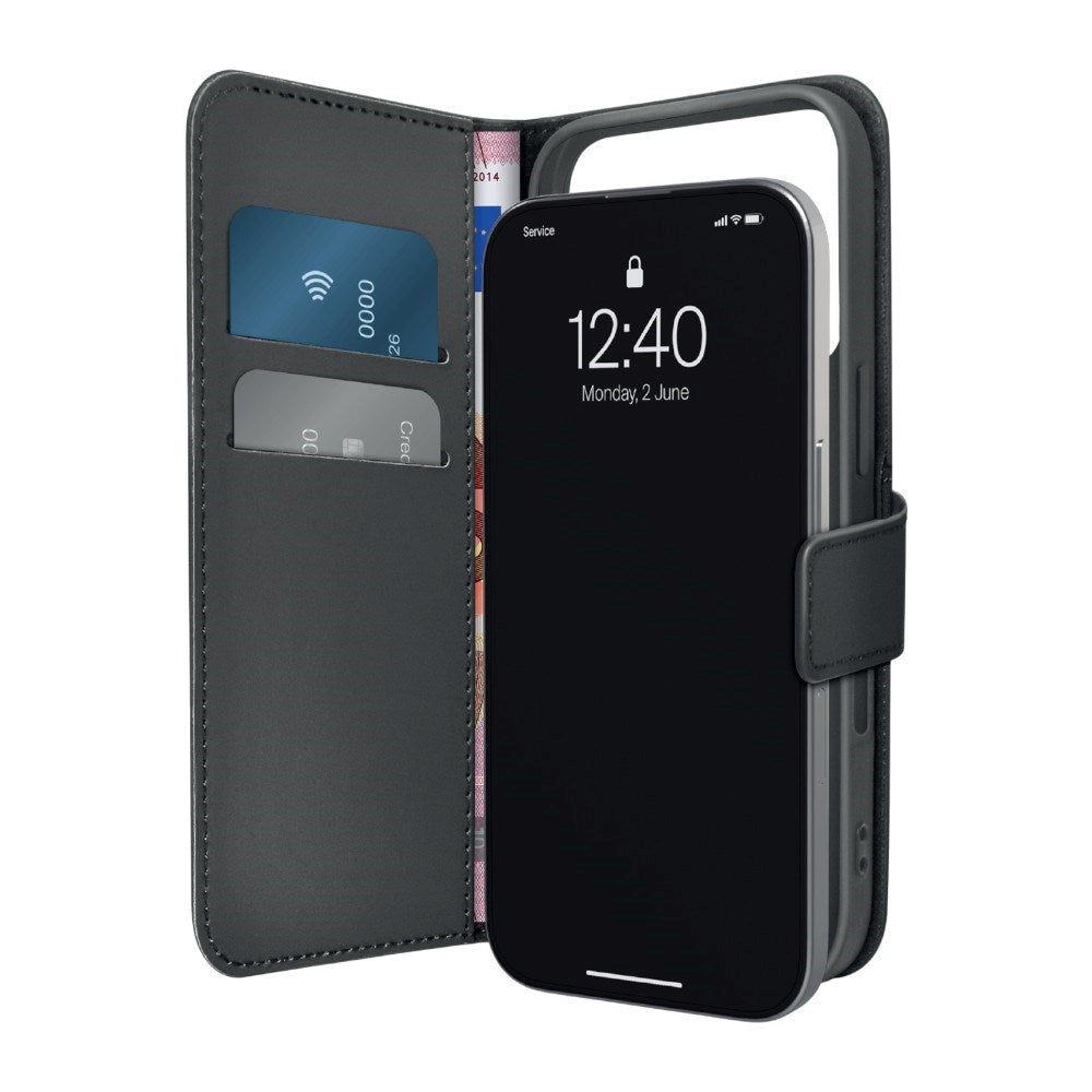 iPhone 18 Pro Max PURO Eco-Leather Flip Case with Card Holder & Stand Function - Black