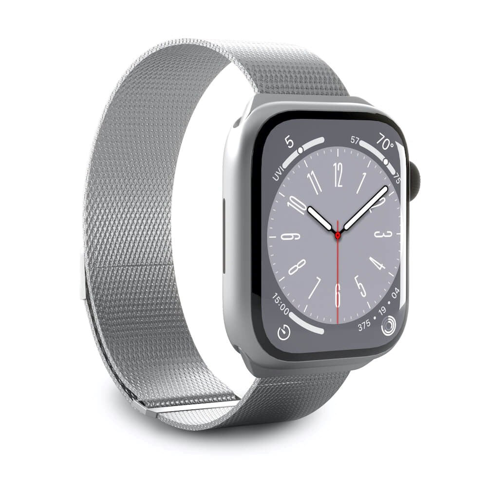 Apple Watch (42/44/SE/45/46/49mm) Puro MILANESE Stainless Steel Watch Strap - Titanium