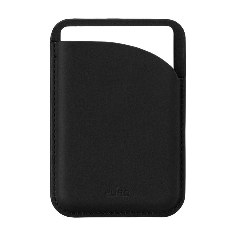 Puro Mag Wallet Vegan Leather Card Holder for Mobile Phone - MagSafe Compatible - Black