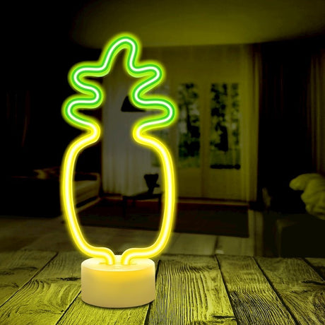 Forever Light Neon Decoration with Foot LED - Yellow / Green Light with Pineapple