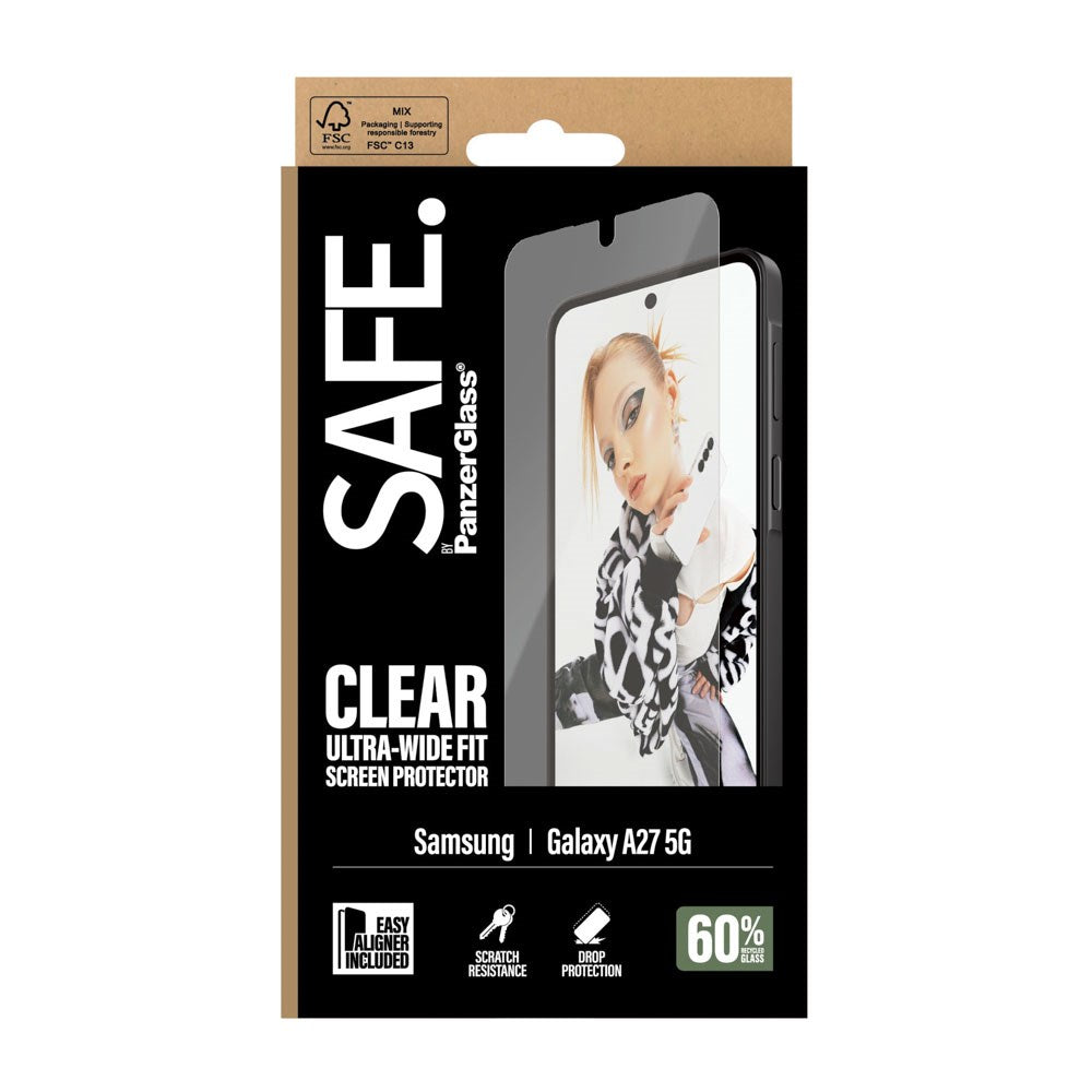 Samsung Galaxy A27 SAFE by PanzerGlass Ultra-Wide Fit Screen Protector Glass with EasyAligner - Transparent