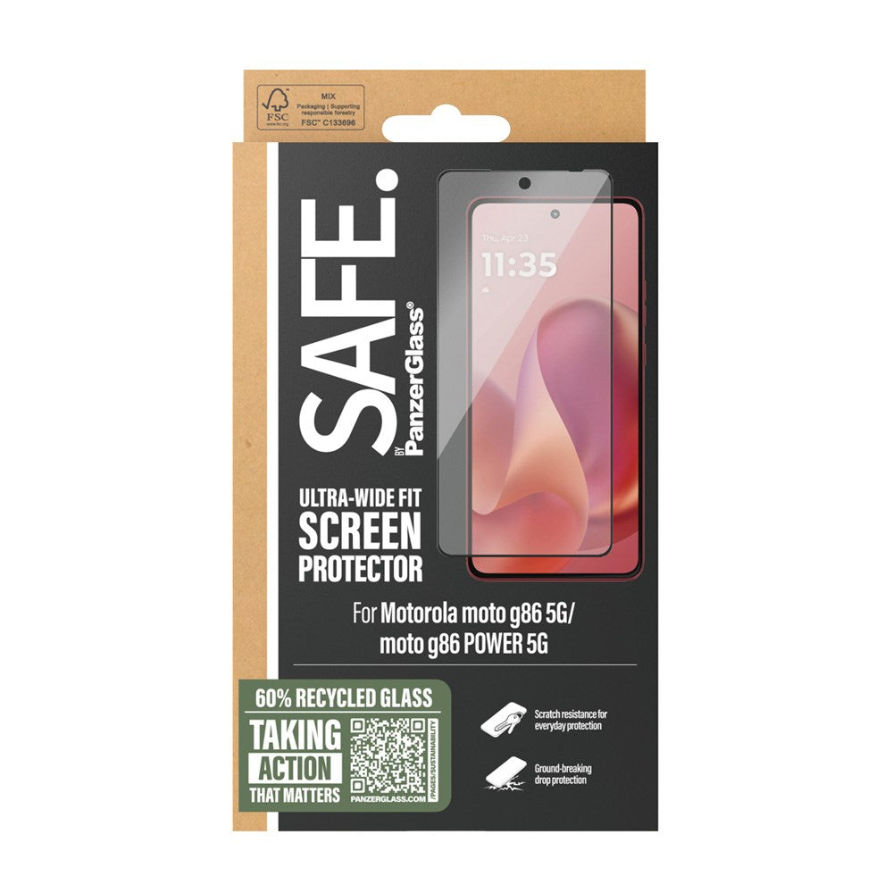 SAFE by PanzerGlass Motorola Moto G86 / G86 Power Ultra-Wide Fit Screen Protector Glass - Transparent