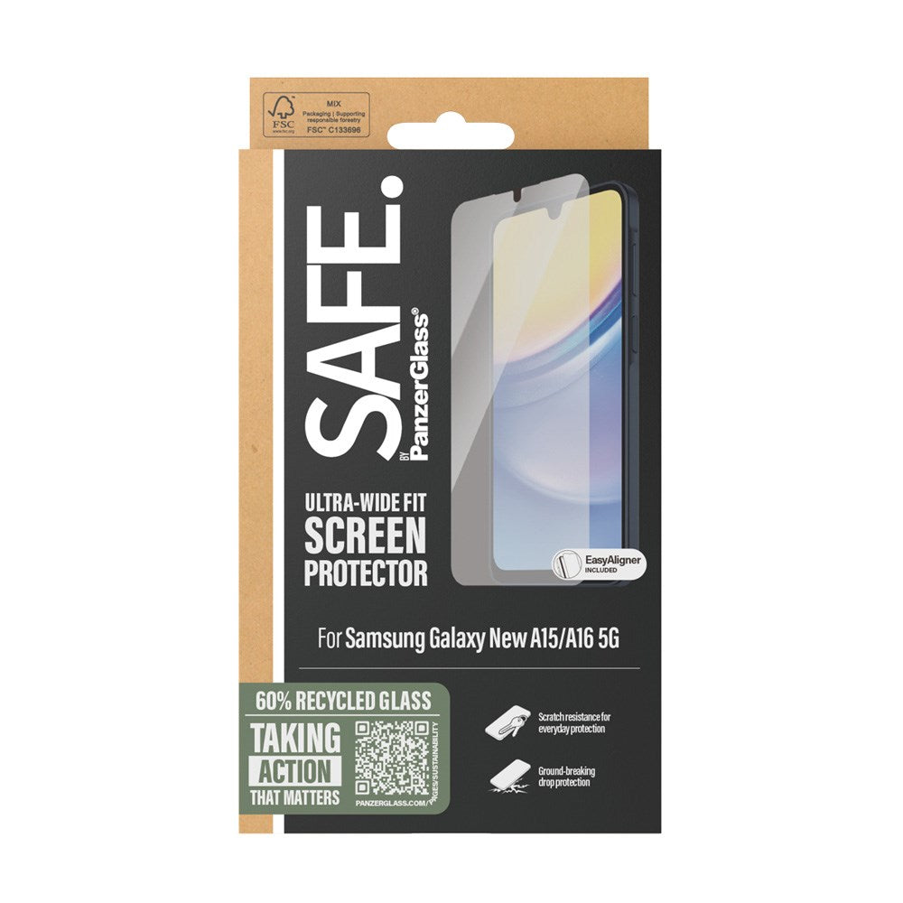 SAFE by PanzerGlass - Samsung Galaxy A16 Ultra-Wide Fit Screen Protection Glass - Transparent