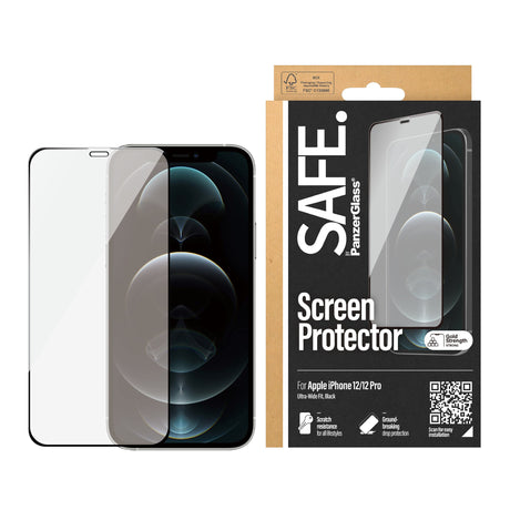 SAFE by PanzerGlass Edge-to-Edge Fit Screen Protection - iPhone 12/12 Pro - Transparent/Black Edge