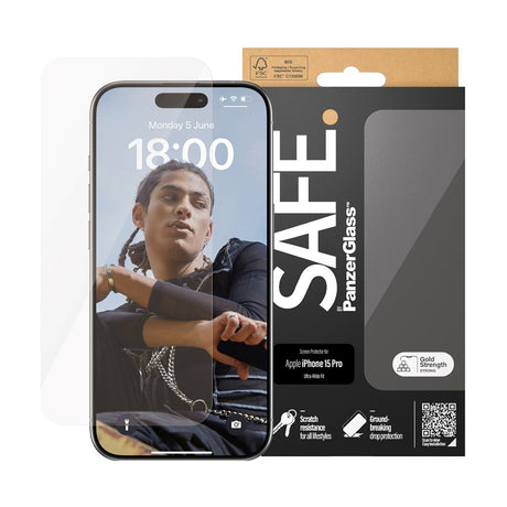 SAFE by PanzerGlass Ultra-Wide Fit Tempered Screen Protection Glass - iPhone 15 Pro - Transparent