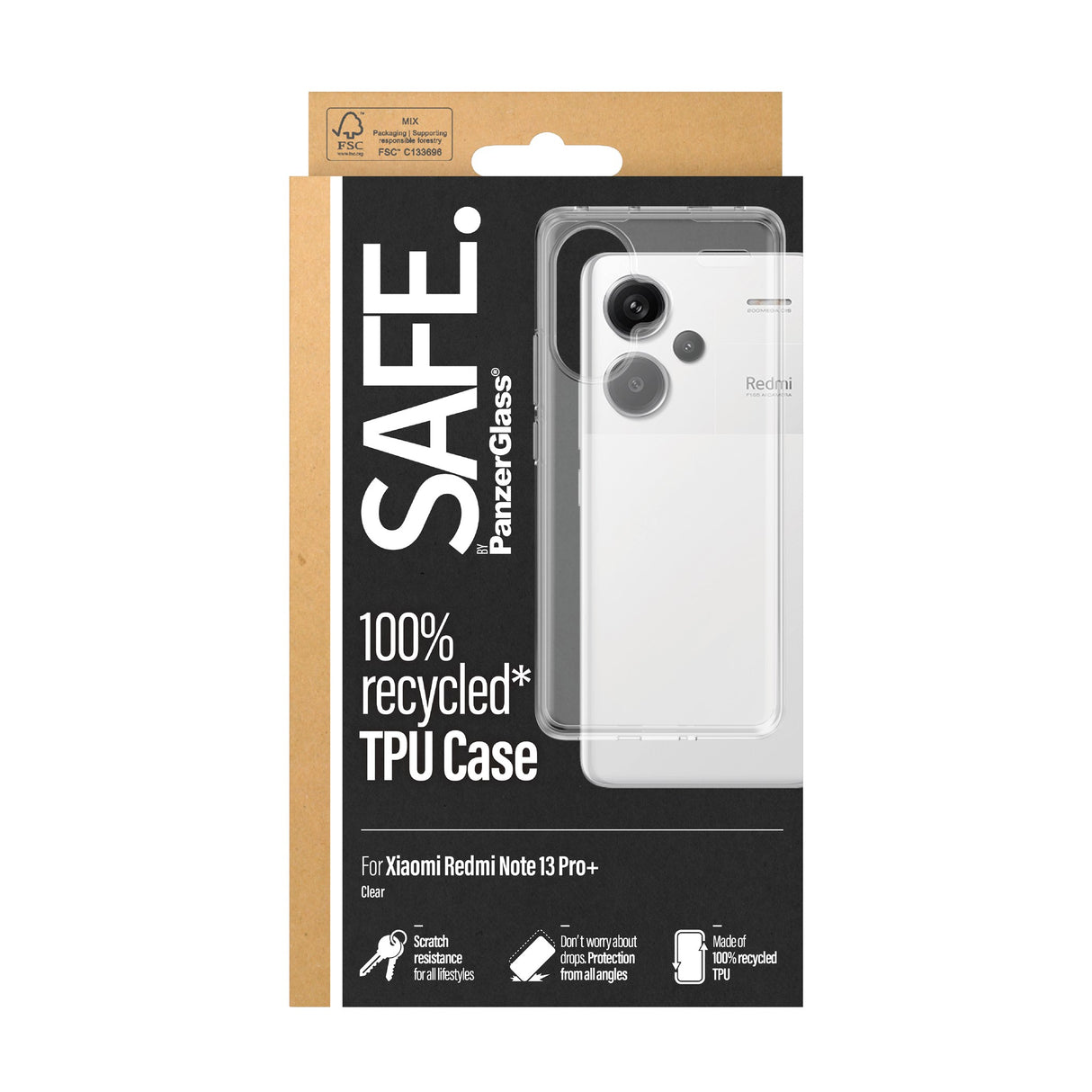 SAFE by PanzerGlass Xiaomi Redmi Note 13 Pro Plus Flexible Plastic Case - Transparent