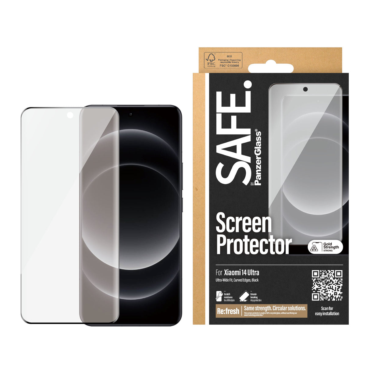 SAFE by PanzerGlass Xiaomi 14 Ultra - Ultra-Wide Fit Screen Protector Glass - Transparent