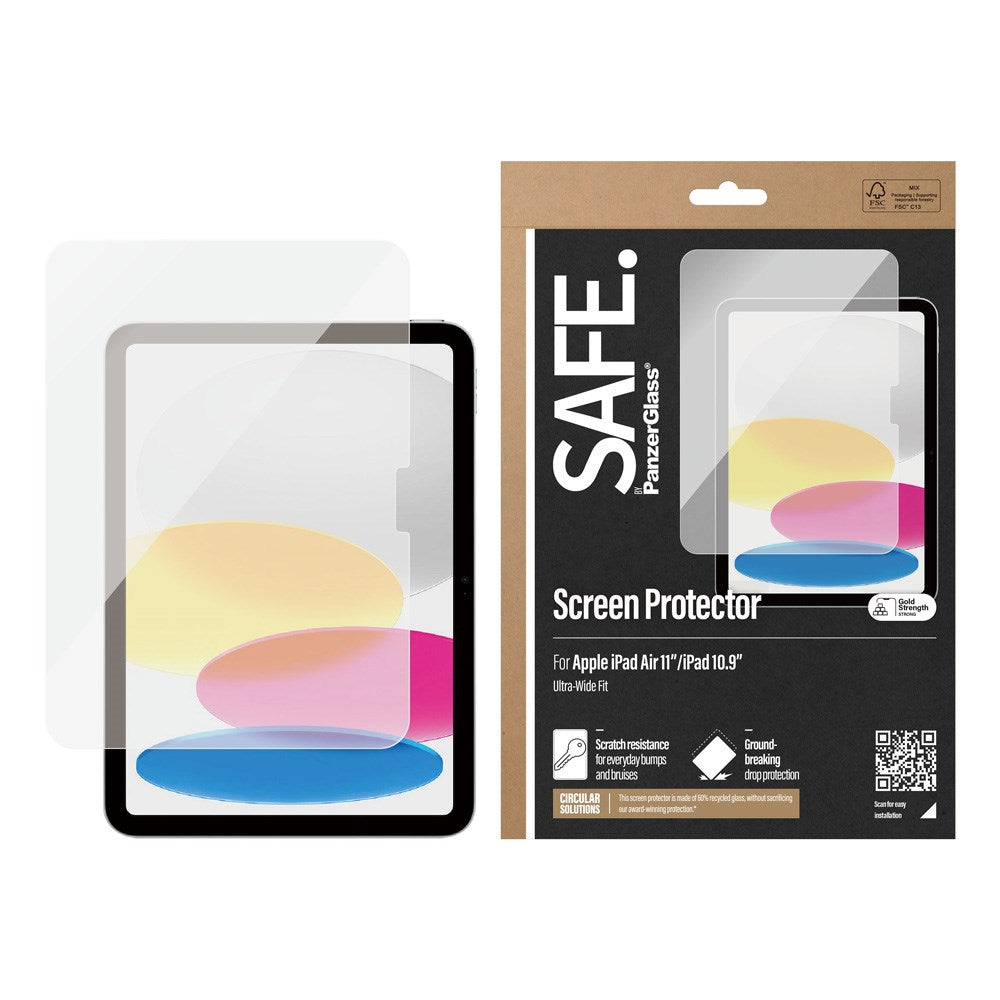 iPad 11" (2025) / iPad Air 11" (2024-2025) / 10.9" (2022-2024) Safe By PanzerGlass® Ultra-Wide Fit Screen Protector - Case Friendly - Transparent