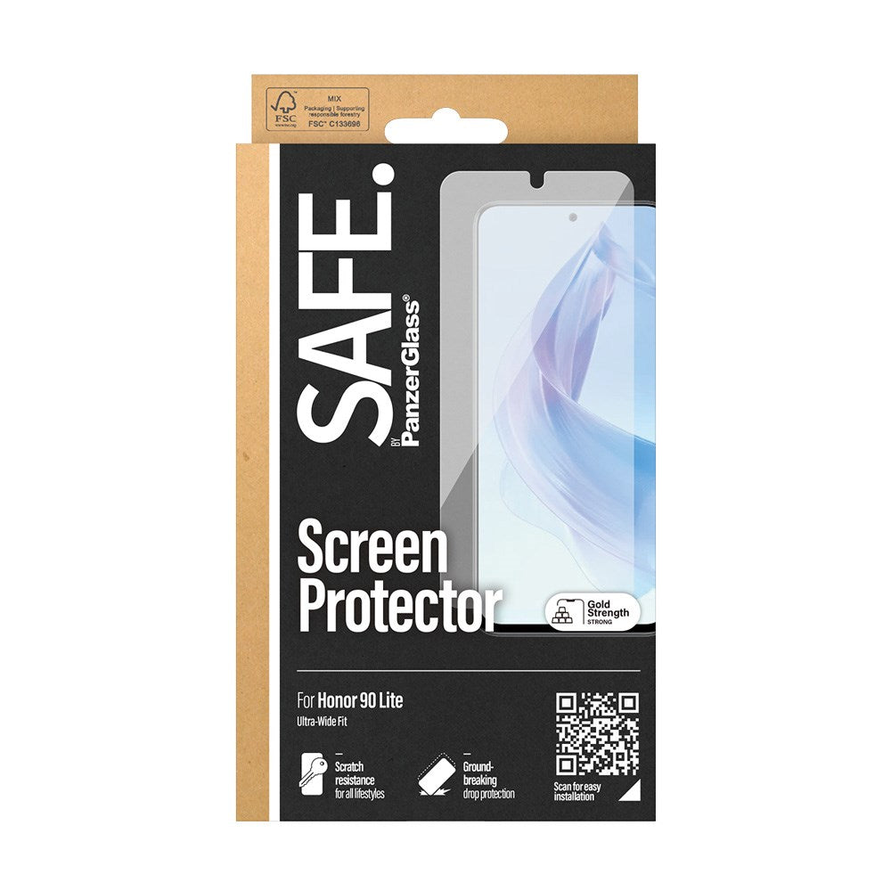 Honor 90 Lite Safe By PanzerGlass® Ultra-Wide Fit Screen Protector - Case Friendly - Gold Strength - Transparent