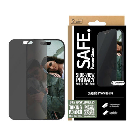 SAFE by PanzerGlass iPhone 16 Pro Ultra-Wide Fit Screen Protector Glass - Privacy Function - Transparent