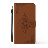 Samsung Galaxy S21+ (Plus) Leather Wallet Case - Symmetrical Pattern Imprint - Brown