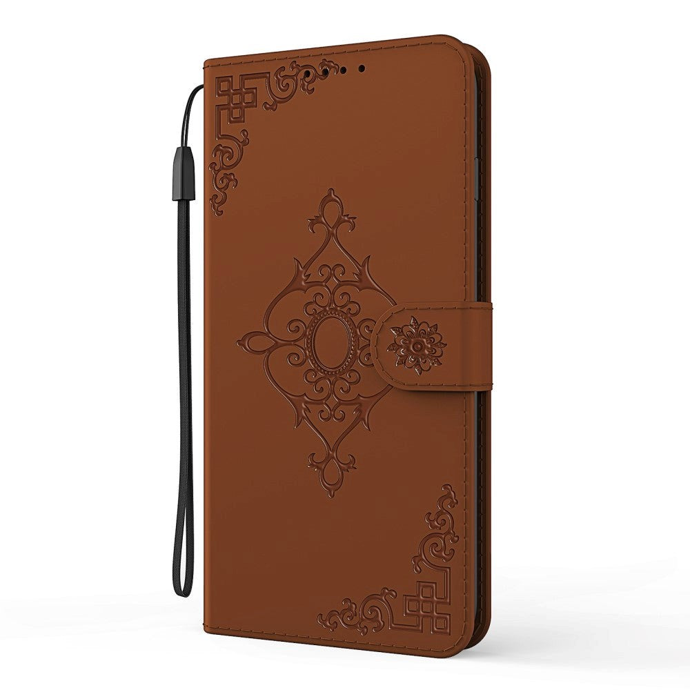 Samsung Galaxy S21+ (Plus) Leather Wallet Case - Symmetrical Pattern Imprint - Brown