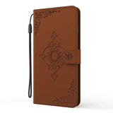 Samsung Galaxy S21+ (Plus) Leather Wallet Case - Symmetrical Pattern Imprint - Brown