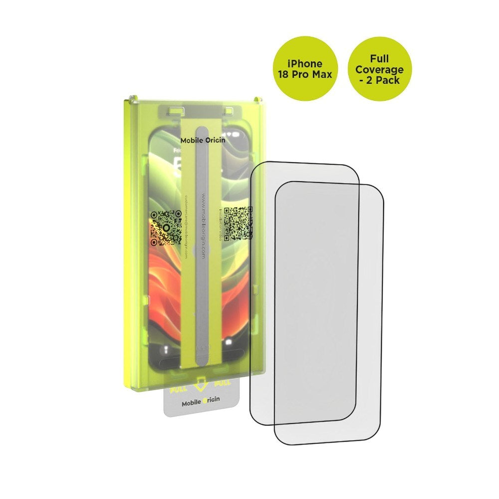 iPhone 18 Pro Max Mobile Origin Screen Guard Screen Protector Glass with Easy Applicator - 2 Pcs.- Transparent