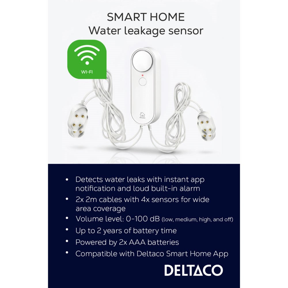 Deltaco Smart Home Water Leak Sensor - White