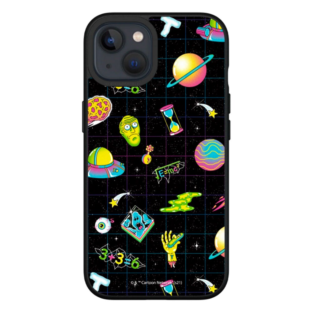 iPhone 13 RhinoShield SolidSuit Drop Proof Case with Rick and Morty - Space Pattern