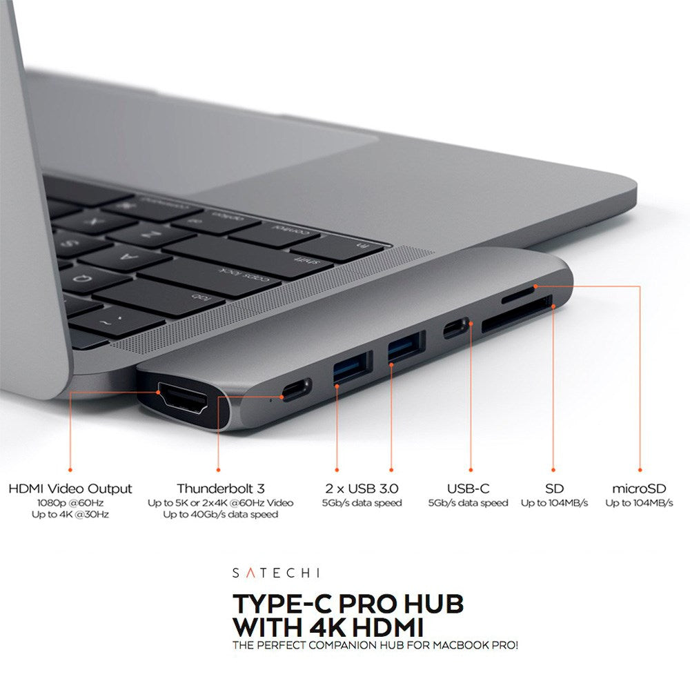 Satechi USB-C PRO Hub 4K HDMI 85W - Silver