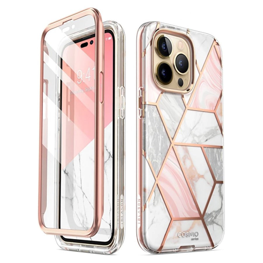 iPhone 14 Pro Max i-Blason Cosmo Marble Case w. Screen Protector - Pink