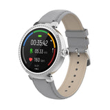 Denver SWC-342 Bluetooth Smartwatch with Health & Fitness Tracker - Faux Leather Strap - Silver
