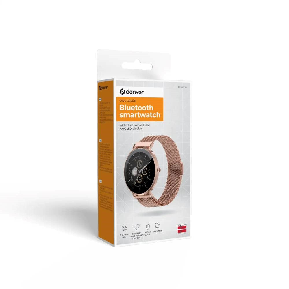 Denver SWC-394RG Bluetooth Smartwatch with Health Tracking - Rose Gold