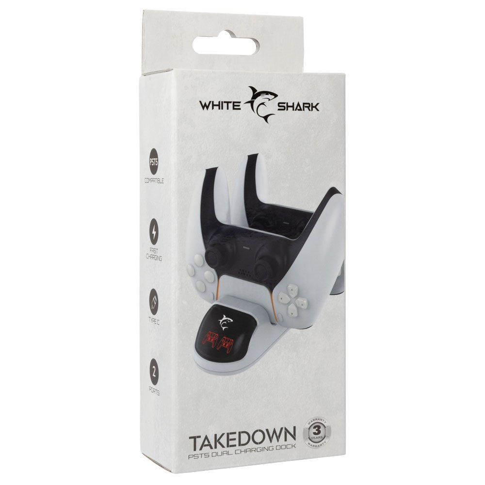 White Shark TAKEDOWN Charging Dock for PS5 Controller – White