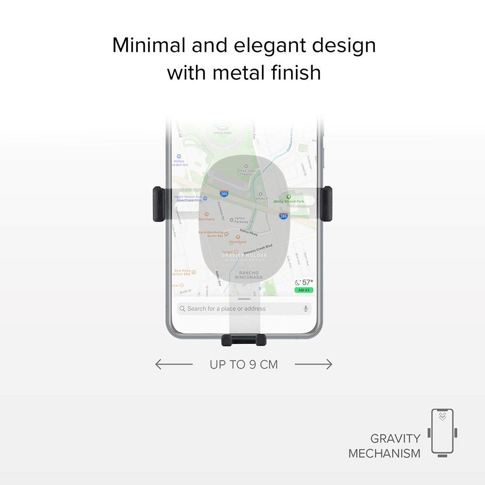 SBS Gravity Mobile Holder for Ventilation - Max Mobile: 85mm - Black