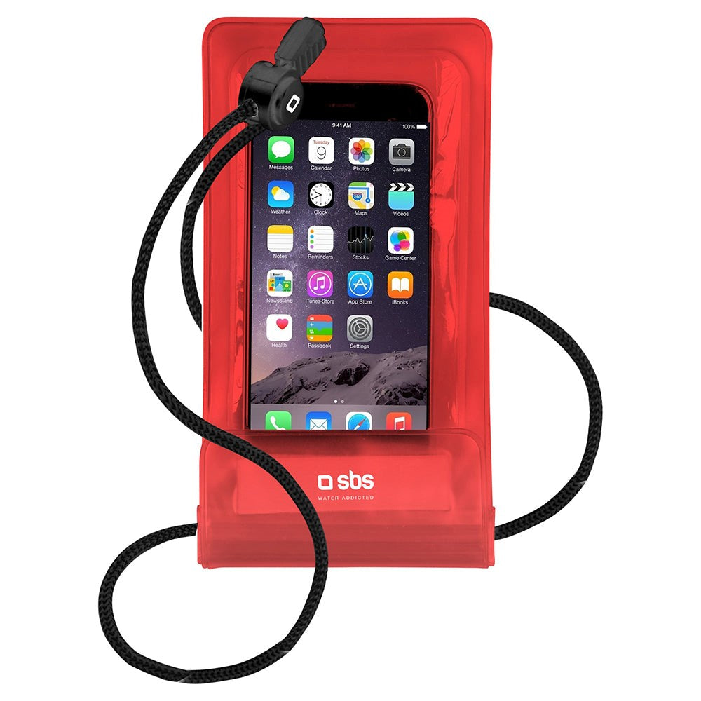 SBS Universal Water RepellentCase - (Max. Mobile: 161 x 78 mm) - Red / Transparent