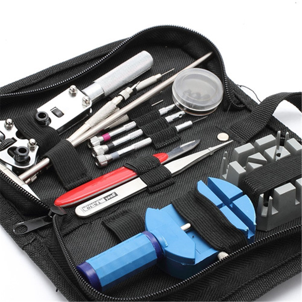 Watch Repair - 14 Piece Tool Set & Storage Bag - Black