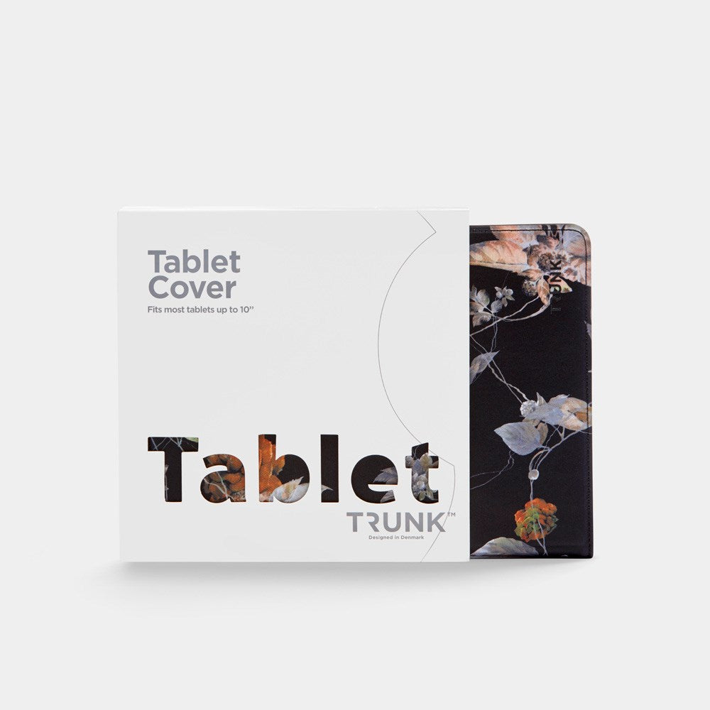 Trunk Universal Flip Case (24.5 x 17.5 x 1 cm) - Black Flower