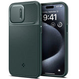 iPhone 15 Pro Spigen Optik Armor Case - MagSafe Compatible - Abyss Green