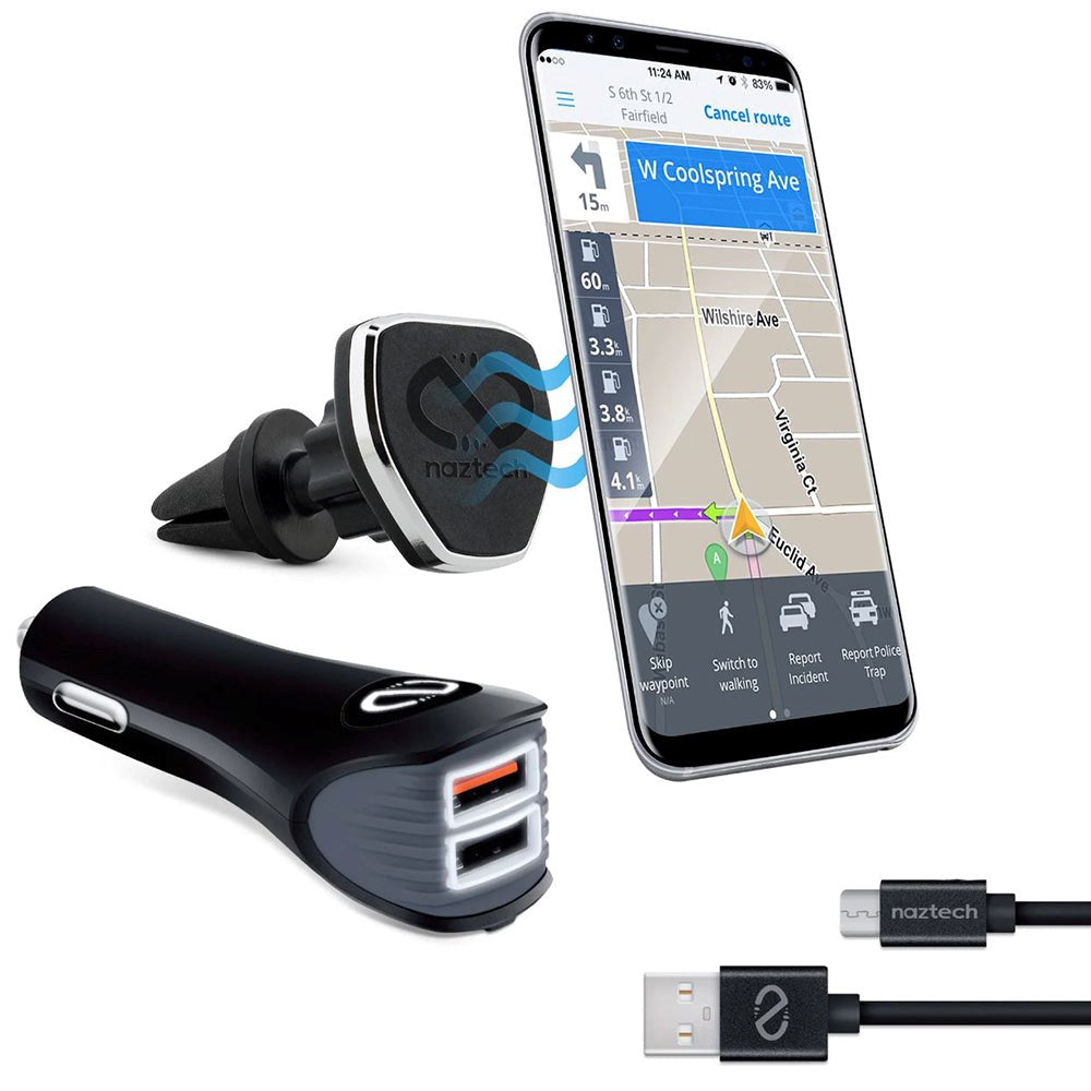 Naztech MagBuddy 3-Pack Mobile and Tablet Holder + Lightning Cable + Car Charger - Black